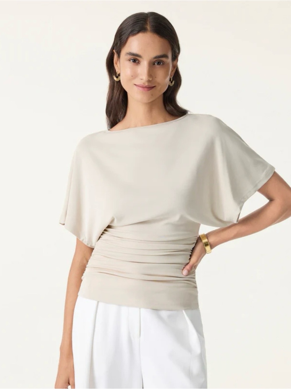 OGL SANDWASHED BATWING BOAT NECK TOP NWT